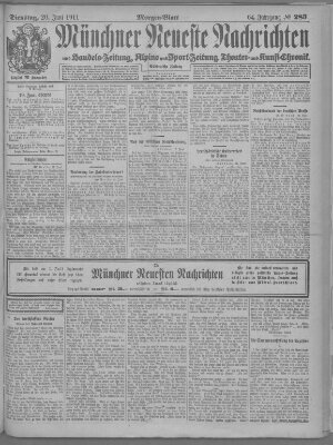 Münchner neueste Nachrichten Dienstag 20. Juni 1911