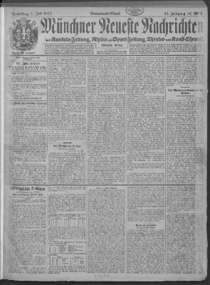 Münchner neueste Nachrichten Samstag 1. Juli 1911