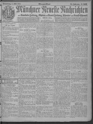 Münchner neueste Nachrichten Samstag 1. Juli 1911