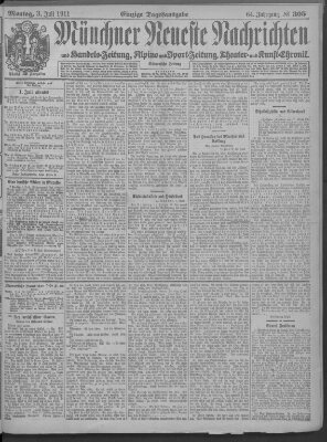 Münchner neueste Nachrichten Montag 3. Juli 1911