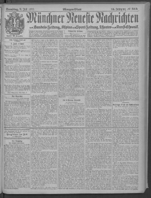 Münchner neueste Nachrichten Samstag 8. Juli 1911