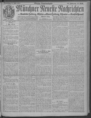 Münchner neueste Nachrichten Sonntag 9. Juli 1911