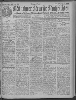 Münchner neueste Nachrichten Donnerstag 13. Juli 1911