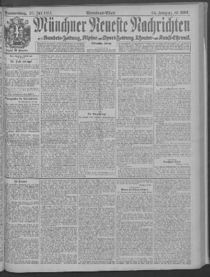 Münchner neueste Nachrichten Donnerstag 20. Juli 1911