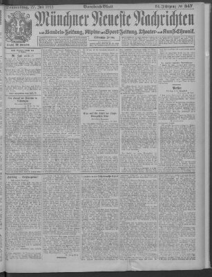 Münchner neueste Nachrichten Donnerstag 27. Juli 1911