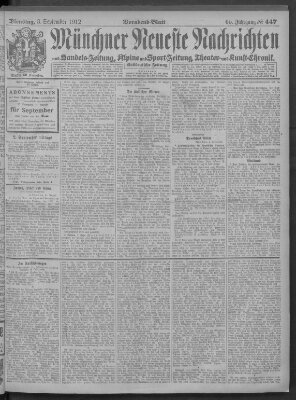 Münchner neueste Nachrichten Dienstag 3. September 1912