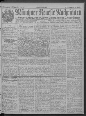 Münchner neueste Nachrichten Dienstag 3. September 1912