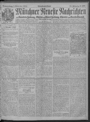 Münchner neueste Nachrichten Donnerstag 5. September 1912