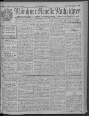 Münchner neueste Nachrichten Dienstag 10. September 1912