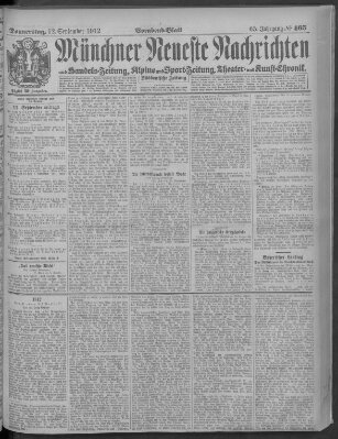 Münchner neueste Nachrichten Donnerstag 12. September 1912