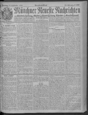 Münchner neueste Nachrichten Freitag 13. September 1912