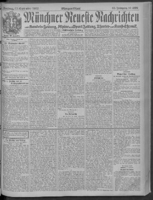 Münchner neueste Nachrichten Freitag 13. September 1912