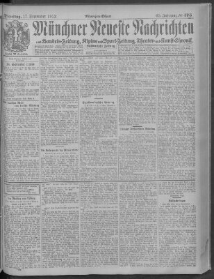 Münchner neueste Nachrichten Dienstag 17. September 1912