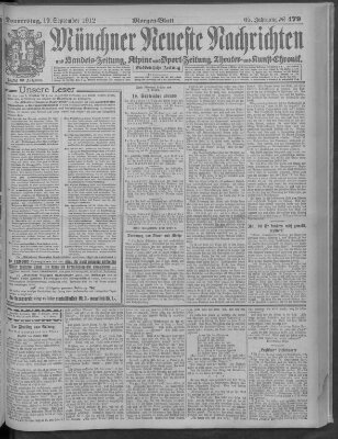 Münchner neueste Nachrichten Donnerstag 19. September 1912