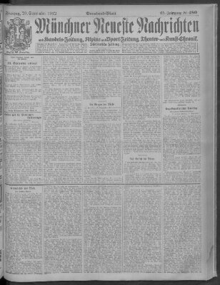 Münchner neueste Nachrichten Freitag 20. September 1912