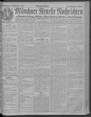 Münchner neueste Nachrichten Sonntag 22. September 1912