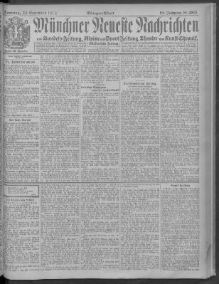 Münchner neueste Nachrichten Sonntag 22. September 1912