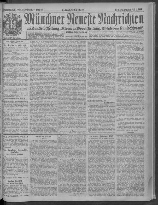 Münchner neueste Nachrichten Mittwoch 25. September 1912