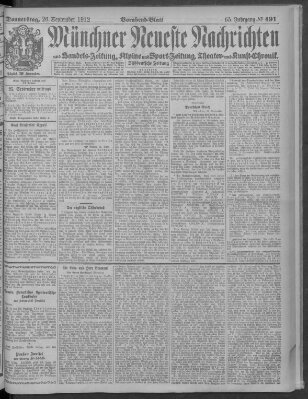 Münchner neueste Nachrichten Donnerstag 26. September 1912