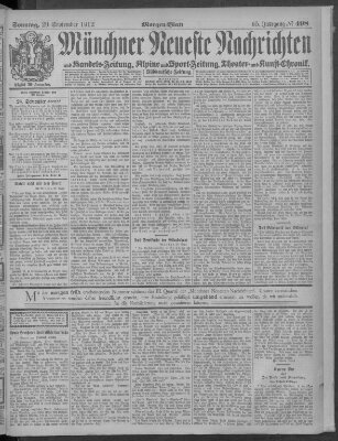 Münchner neueste Nachrichten Sonntag 29. September 1912