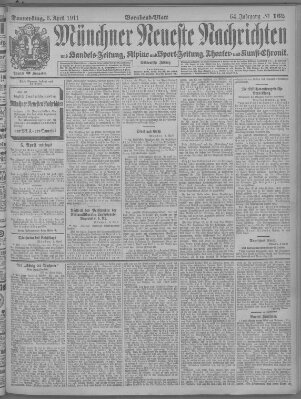 Münchner neueste Nachrichten Donnerstag 6. April 1911