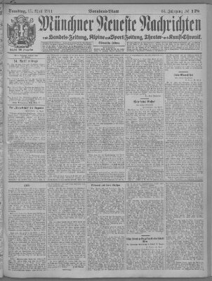 Münchner neueste Nachrichten Samstag 15. April 1911