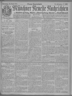 Münchner neueste Nachrichten Sonntag 23. April 1911