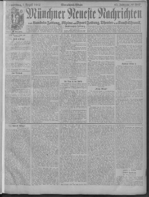 Münchner neueste Nachrichten Donnerstag 1. August 1912