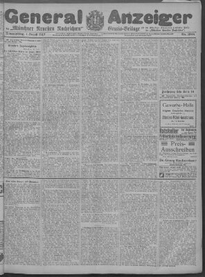 Münchner neueste Nachrichten Donnerstag 1. August 1912