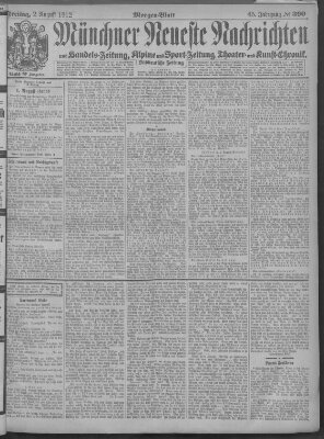 Münchner neueste Nachrichten Freitag 2. August 1912