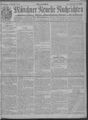 Münchner neueste Nachrichten Samstag 3. August 1912