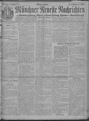 Münchner neueste Nachrichten Freitag 9. August 1912