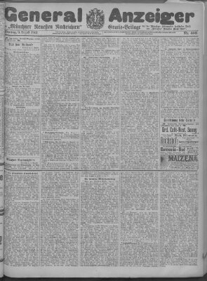 Münchner neueste Nachrichten Freitag 9. August 1912