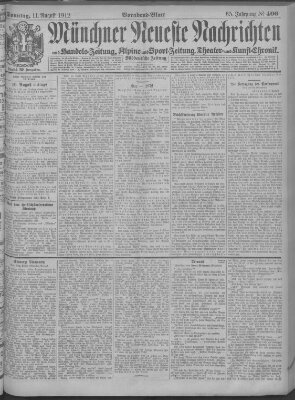 Münchner neueste Nachrichten Sonntag 11. August 1912