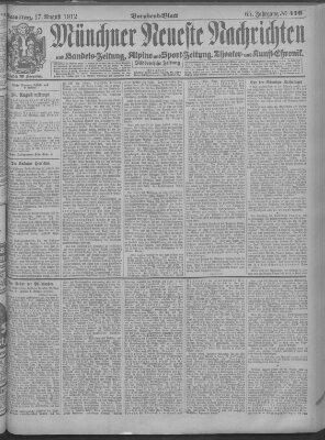 Münchner neueste Nachrichten Samstag 17. August 1912