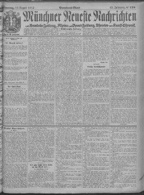 Münchner neueste Nachrichten Sonntag 18. August 1912