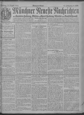 Münchner neueste Nachrichten Freitag 23. August 1912