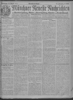 Münchner neueste Nachrichten Samstag 24. August 1912