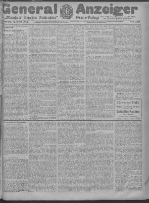 Münchner neueste Nachrichten Samstag 24. August 1912