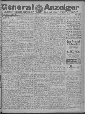 Münchner neueste Nachrichten Dienstag 27. August 1912