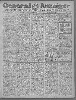 Münchner neueste Nachrichten Dienstag 1. August 1911