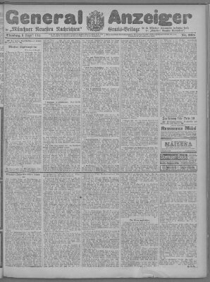 Münchner neueste Nachrichten Dienstag 8. August 1911