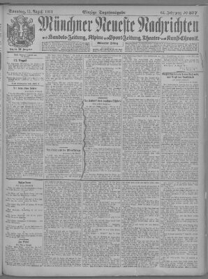 Münchner neueste Nachrichten Sonntag 13. August 1911