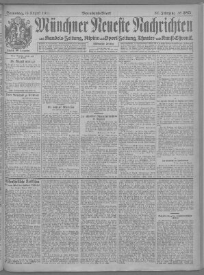 Münchner neueste Nachrichten Samstag 19. August 1911