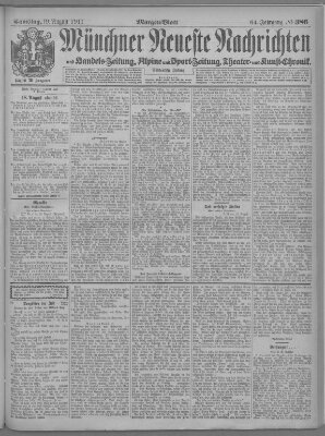 Münchner neueste Nachrichten Samstag 19. August 1911