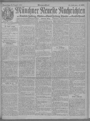 Münchner neueste Nachrichten Samstag 26. August 1911