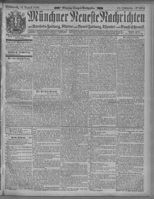 Münchner neueste Nachrichten Mittwoch 16. August 1899