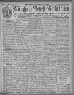 Münchner neueste Nachrichten Sonntag 27. August 1899