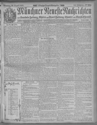 Münchner neueste Nachrichten Montag 28. August 1899