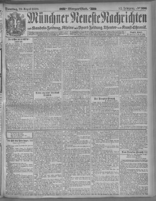 Münchner neueste Nachrichten Dienstag 29. August 1899